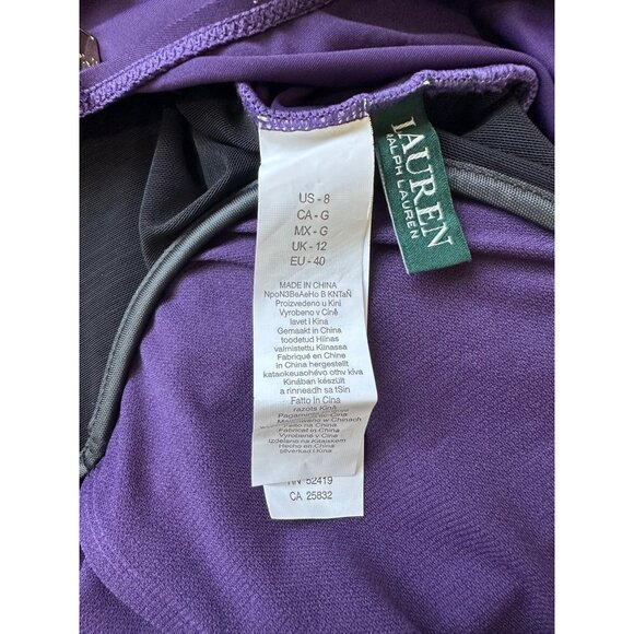 Lauren Ralph Lauren Bathing Suit Womens Size 8 / Med New Purple Ruffle One Piece - Picture 9 of 14